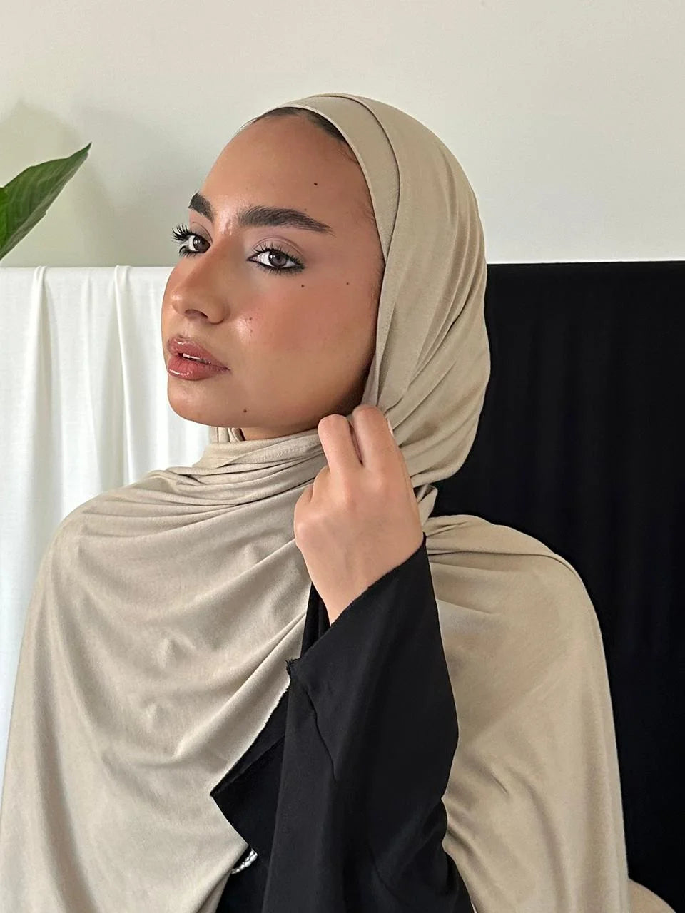 Beige Jersey Set ( scarf + inner cap )